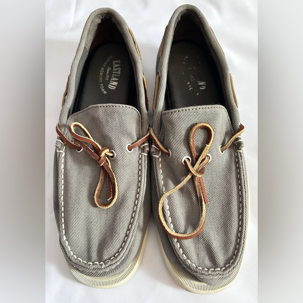 Men's Eastland Gray Canvas Boat Shoes Size 11D